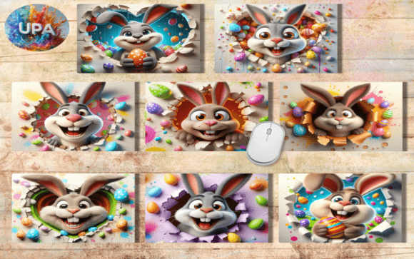 3D Easter Bunny Backgrounds Bundle