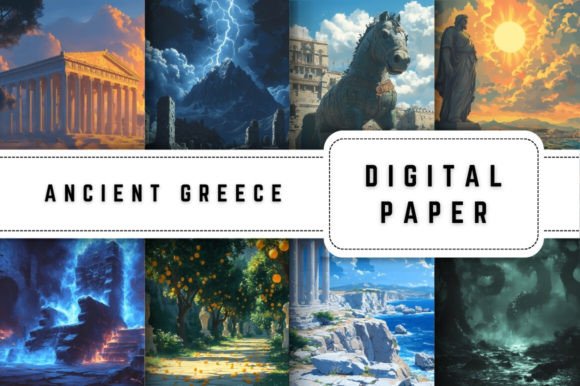 Ancient Greece Digital Paper Backgrounds for Modern Projects