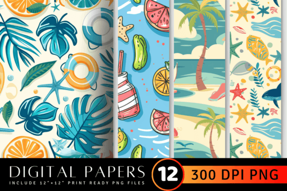 Beach Time Digital Paper: Versatile Backgrounds for Every Project