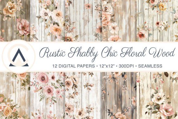 Charming Shabby Chic Floral Wood Backgrounds