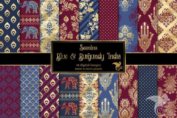 Deep Blue and Burgundy India Backgrounds: A Designer's Toolkit