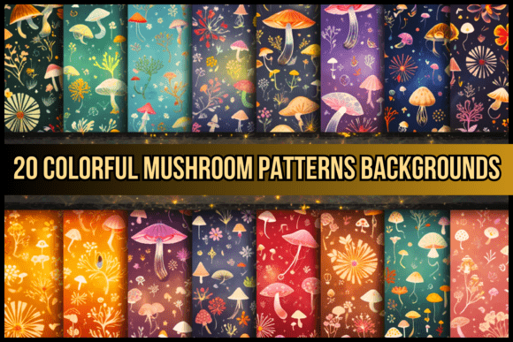 Enchant Your Designs: 20 Mushroom Pattern Backgrounds