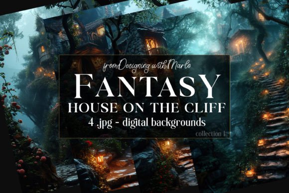 Enchanting Fantasy House on a Cliff Backgrounds 1