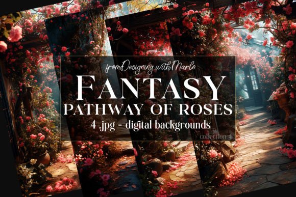 Enchanting Pathways: Fantasy Roses Backgrounds 4