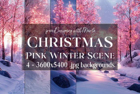 Enchanting Pink Winter Christmas Scene Backgrounds