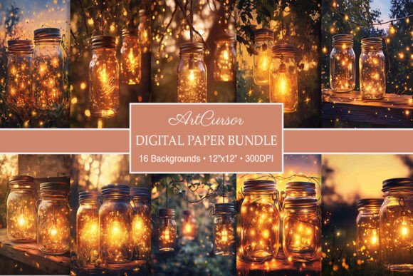 Enchanting Rustic Magical Glitter Jar Backgrounds