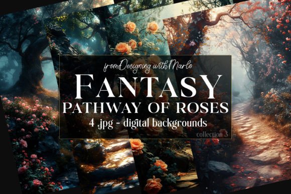 Enchanting Visuals: Fantasy Roses on the Path Backgrounds 3