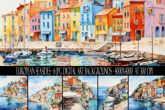European Seaside Art Backgrounds: A Digital Paper Collection