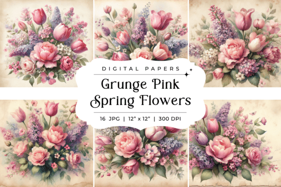 Grunge Pink Spring Flowers Backgrounds: A Digital Paper Guide
