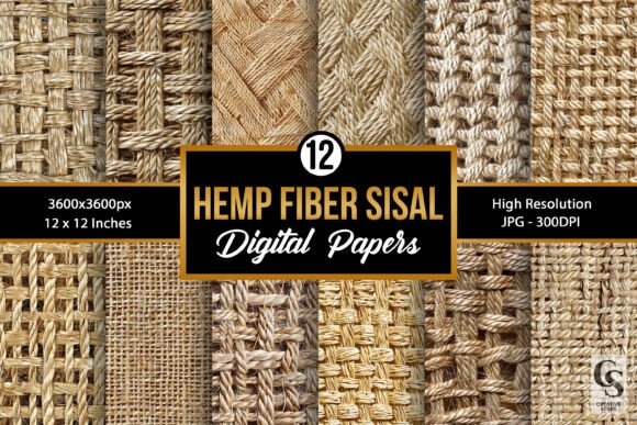 Hemp Fiber Sisal Texture Backgrounds: Earthy Digital Papers