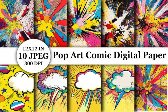 Pop Art Comic Digital Paper Backgrounds: Instant Visual Impact