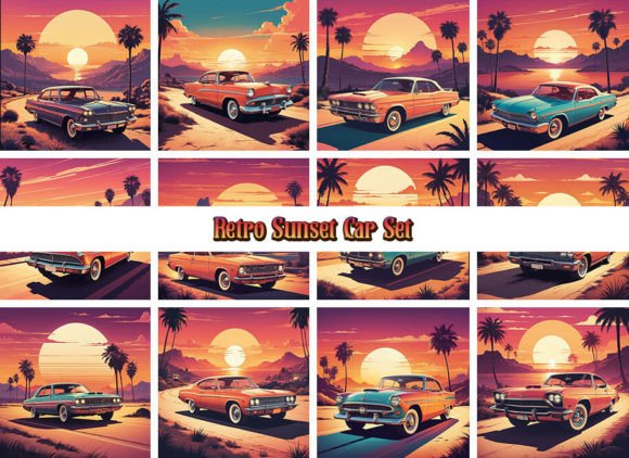 Retro Summer Sunset Car Backgrounds: Capture Nostalgia