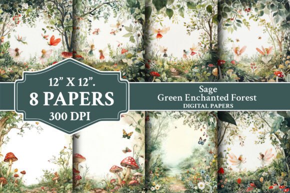 Sage Green Enchanted Forest Backgrounds for Your Projects