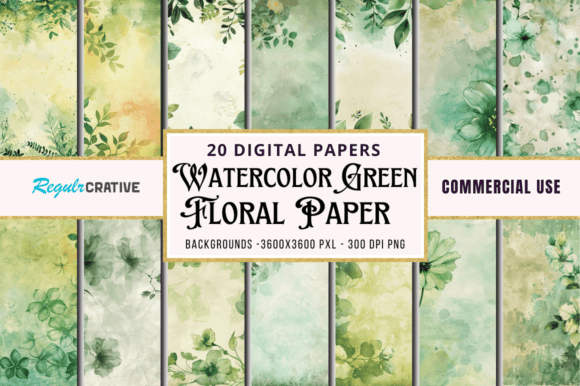 Timeless Botanicals: The Vintage Green Flower Backgrounds Bundle