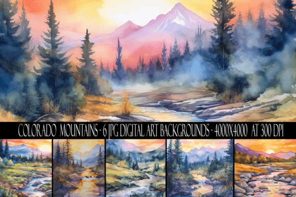Watercolor Colorado Mountain Backgrounds: A Designer's Palette