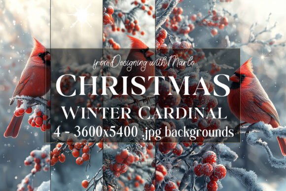 Winter Christmas Cardinal Backgrounds 1: A Designer's Holiday Canvas